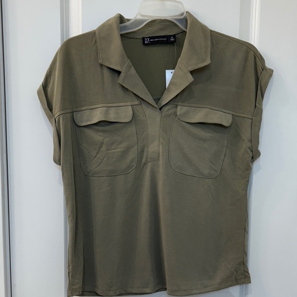 New York & Company Olive Button Down Shirt - Picture 2 of 7